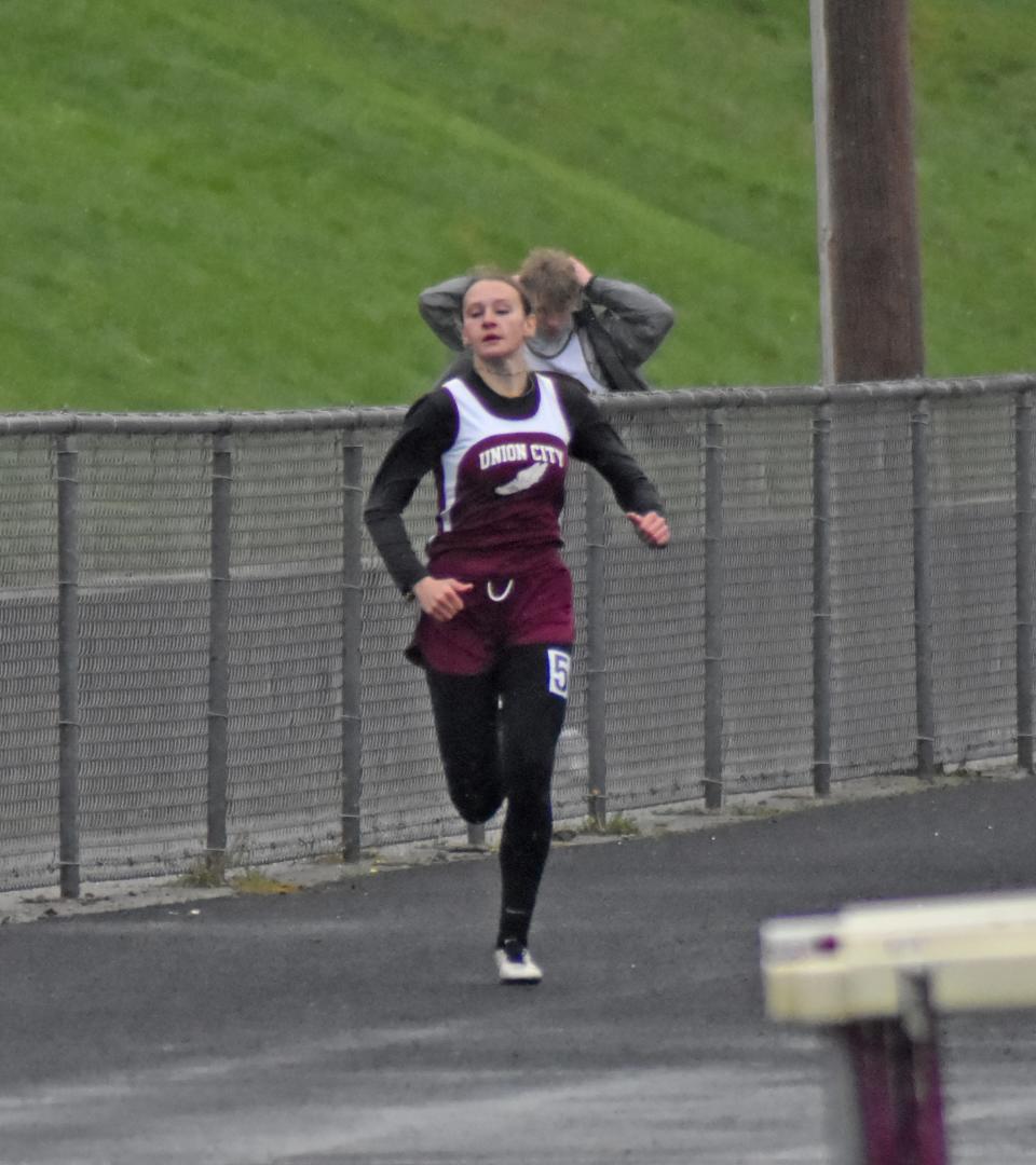 Union City's Addy Rumsey was victorious in the 200 meter dash at Friday's UC Invite.