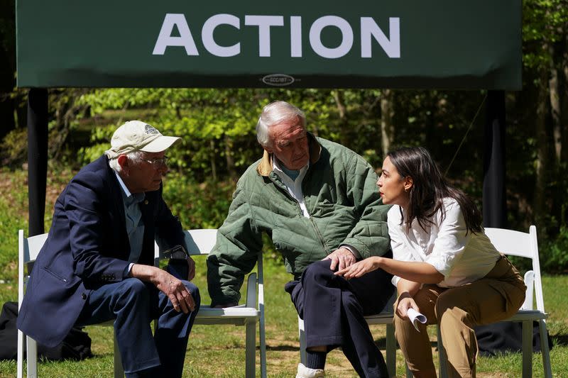 U.S. President Joe Biden delivers remarks to commemorate Earth Day, in Triangle