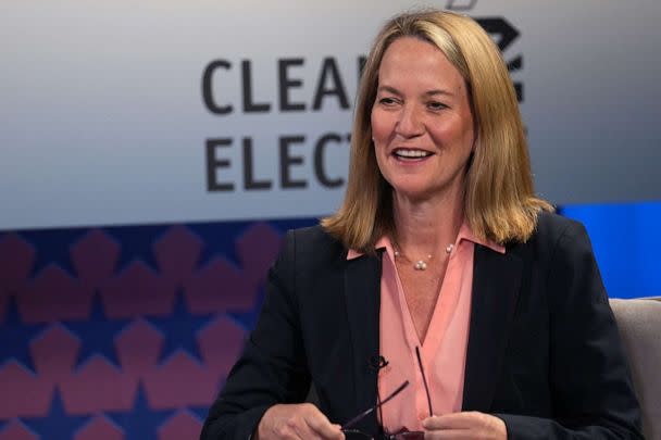 PHOTO: Attorney General candidate Democrat Kris Mayes debates Republican Abe Hamadeh on Arizona PBS, Sept. 28, 2022. (Joe Rondone/The Republic via USA Today Network)