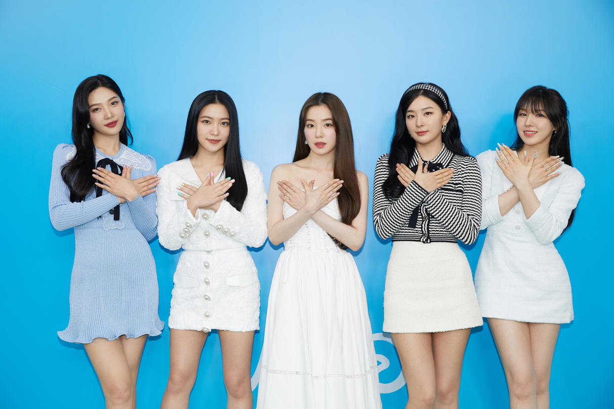 Red Velvet during Feel My Rhythm online press conference held on 21 March 2022. (Photo: SM Entertainment)