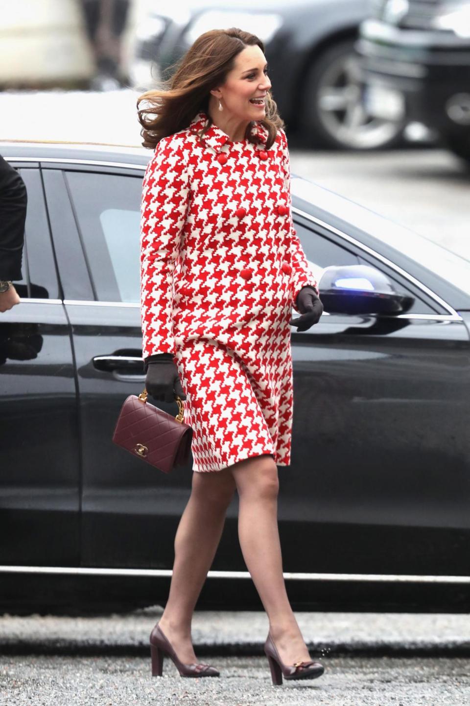 Kate Middleton wearing Catherine Walker on a royal tour of Sweden (Getty Images)