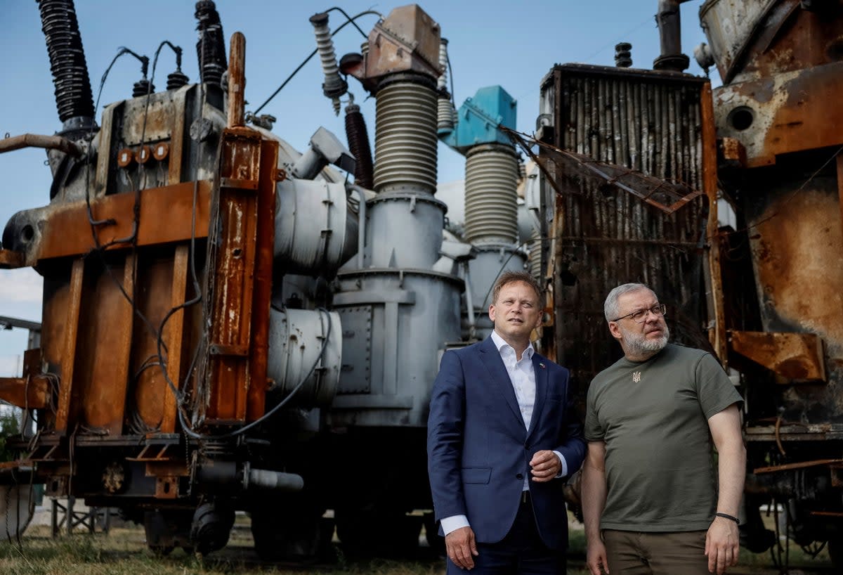 Grant Shapps during a visit to Ukrainian power station (PA)