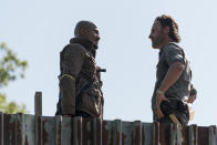 <p>Andrew Lincoln as Rick Grimes and Seth Gilliam as Father Gabriel Stokes in AMC’s <i>The Walking Dead</i>.<br>(Photo: Gene Page/AMC) </p>
