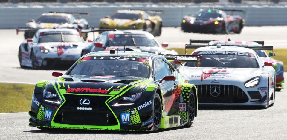 The No. 14 Lexus is followed closely during the Weather Tech Championship Rolex 24 qualifying race this past weekend at Daytona International Speedway. The Rolex 24 At Daytona is offering a boost to many Volusia County hoteliers.