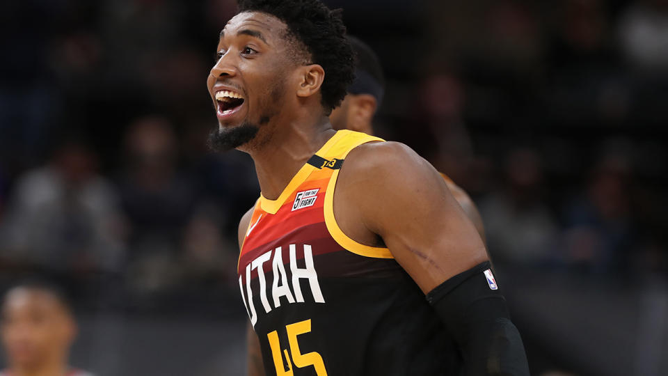 Donovan Mitchell scored 22 points for the Jazz in their victory over the Oklahoma City Thunder. (Photo by Melissa Majchrzak/NBAE via Getty Images)