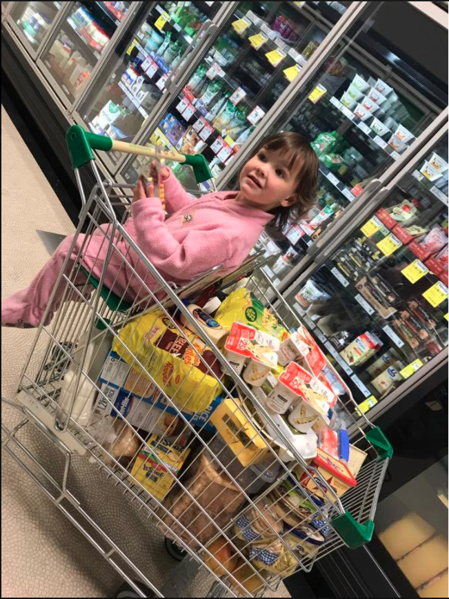 Mummy blogger Constance Hall has been shamed for posting this photo of her shopping trolley on Facebook. Photo: Facebook