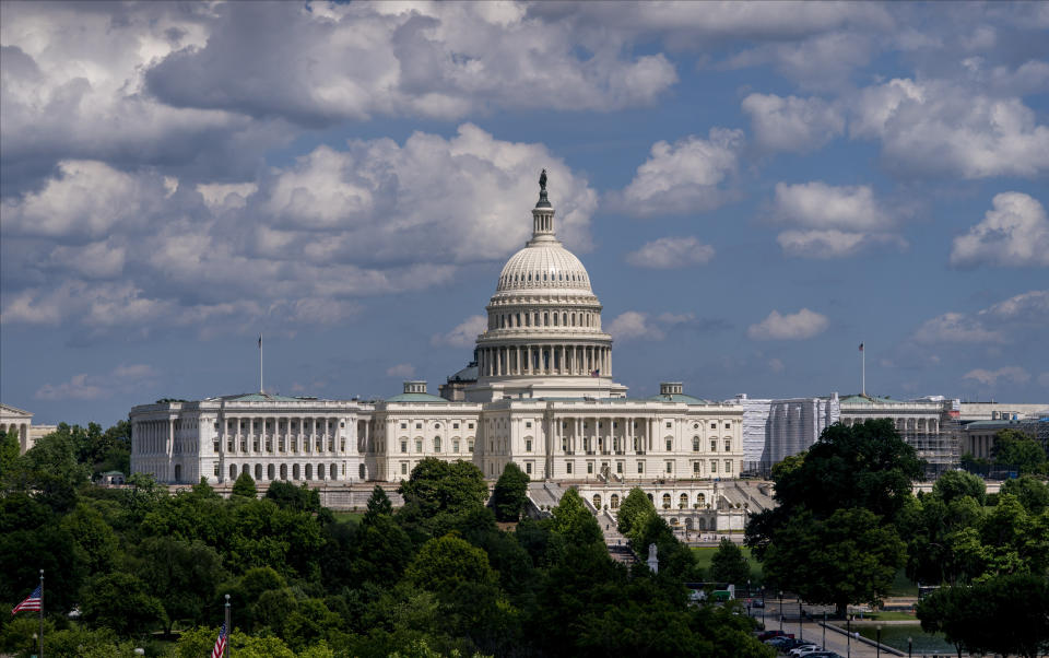 In this June 20, 2019 photo, the Capitol is seen from the roof of the Canadian Embassy in Washington. Health care is on the agenda for Congress when lawmakers return, and it’s not another battle over the Obama-era Affordable Care Act. Instead of dealing with the uninsured, lawmakers are trying to bring down costs for people who already have coverage. (AP Photo/J. Scott Applewhite)