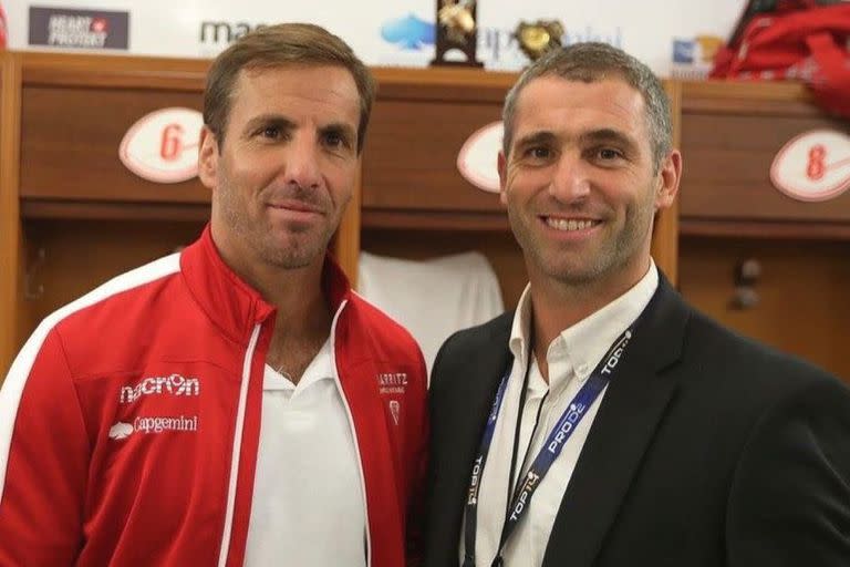 Martín Aramburú y uno de sus amigos: Gonzalo Quesada, exPumas y entrenador del Stade Francais