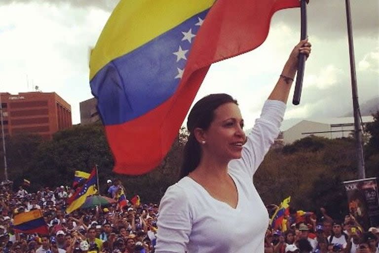 María Corina Machado durante un acto proselitista