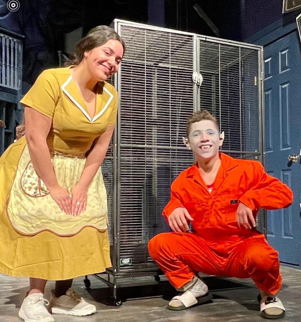 Meredith (Bella Rosado) has taken Edgar the Bat Boy (Liam Ginsburg) into her home in a rehearsal for "Bat Boy" at Pelham Memorial High School. Performances at 7:30 p.m., March 24, 25, and at 2 p.m., March 26. $20, $15 for students and seniors. Showtix4u.com.