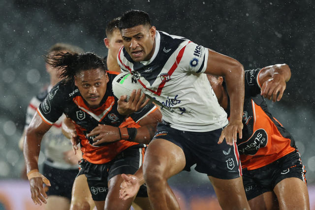 Seen here, Daniel Tupou in action for the Roosters against the Wests Tigers.