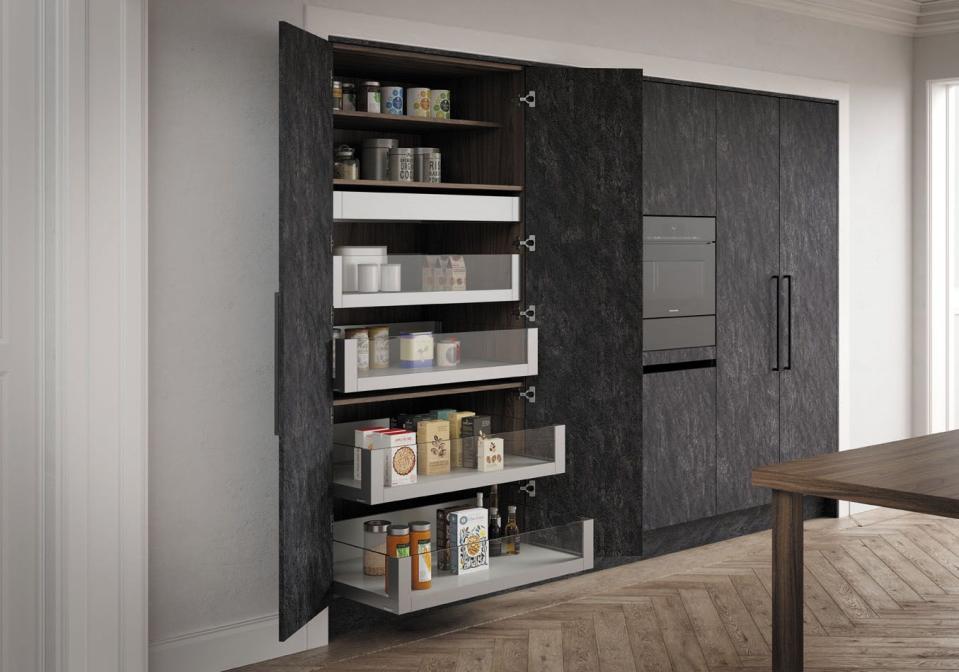 <p>Bring your kitchen right up to date with this sleek, contemporary pull-out larder.<br></p><p>• See more from <a href="https://www.daval-furniture.co.uk/" rel="nofollow noopener" target="_blank" data-ylk="slk:Daval;elm:context_link;itc:0;sec:content-canvas" class="link ">Daval</a> </p><p><strong><strong>SEE MORE</strong></strong><strong>: </strong><a href="https://www.housebeautiful.com/uk/decorate/kitchen/g26858260/dark-colour-kitchen-ideas/" rel="nofollow noopener" target="_blank" data-ylk="slk:20 stunning dark kitchen ideas;elm:context_link;itc:0;sec:content-canvas" class="link ">20 stunning dark kitchen ideas</a></p>