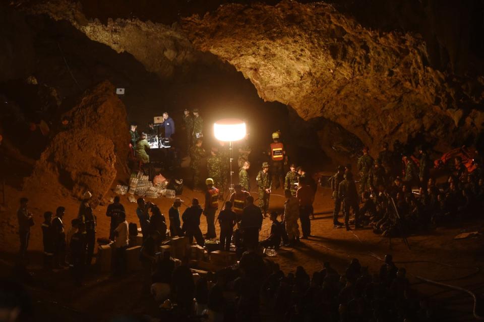 The boys used rocks to dig holes to escape the cave (AFP via Getty Images)