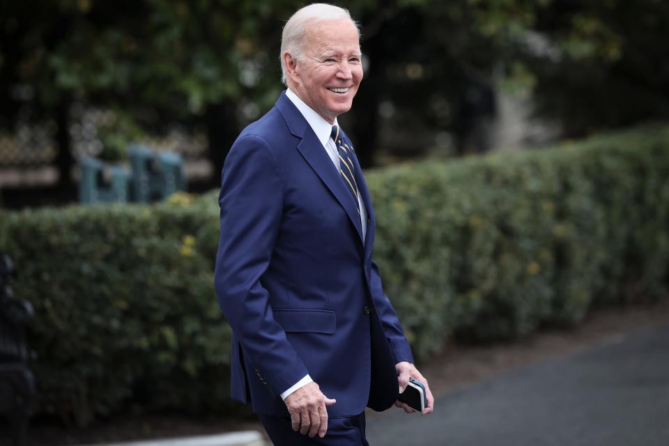 President Joe Biden departs the White House on Thursday to travel to California where he viewed damage caused by recent storms.