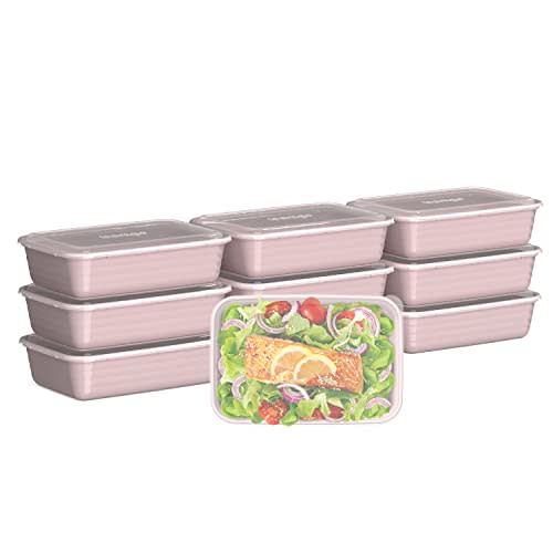 Bentgo® Prep 1-Compartment Containers - 20-Piece Meal Prep Kit with 10 Trays & 10 Custom-Fit Lids - Durable Microwave, Freezer, Dishwasher Safe Reusable BPA-Free Food Storage Containers (Blush Pink) (AMAZON)