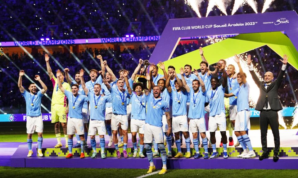 <span><a class="link " href="https://sports.yahoo.com/soccer/teams/man-city/" data-i13n="sec:content-canvas;subsec:anchor_text;elm:context_link" data-ylk="slk:Manchester City;sec:content-canvas;subsec:anchor_text;elm:context_link;itc:0">Manchester City</a> are the Club World Cup holders and Richard Masters said 115 charges against the club would be resolved ‘in the near future’.</span><span>Photograph: Etsuo Hara/Getty Images</span>