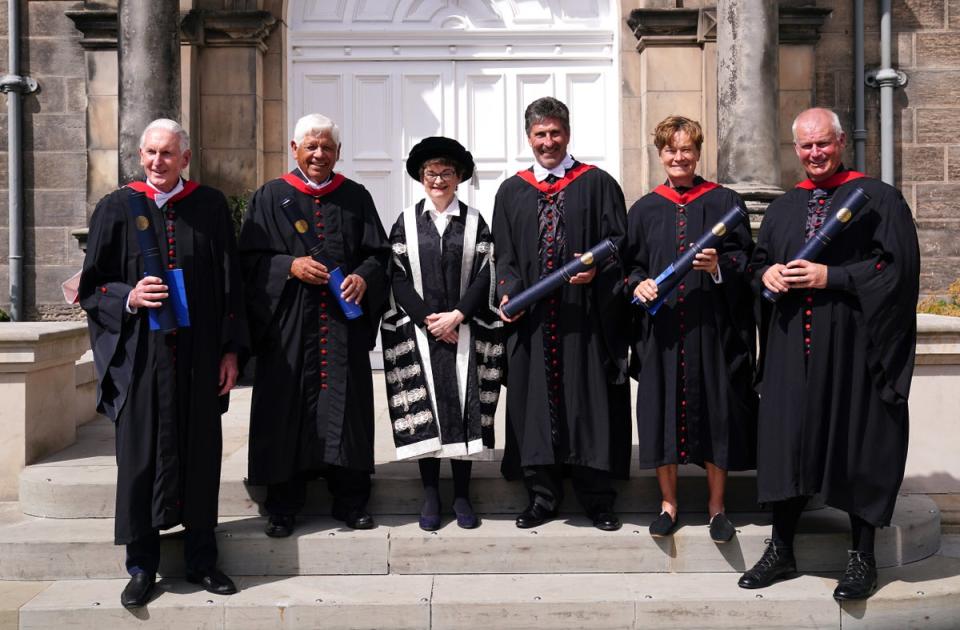 Sir Bob Charles, Lee Trevino, Jose Maria Olazabal, Catriona Matthew and Sandy Lyle were given Honorary Degrees of Doctor of Laws during a ceremony at Younger Hall, St Andrews (Jane Barlow/PA) (PA Wire)