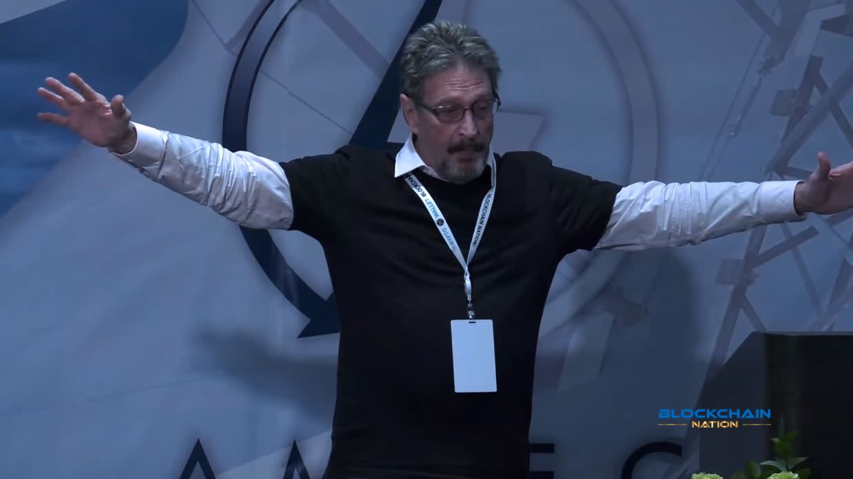John McAfee has seemingly emerged after recently going dark to discuss his presidential run and how much Americans are loathed around the world.  | Source: CWJ Crypto World Journal/YouTube