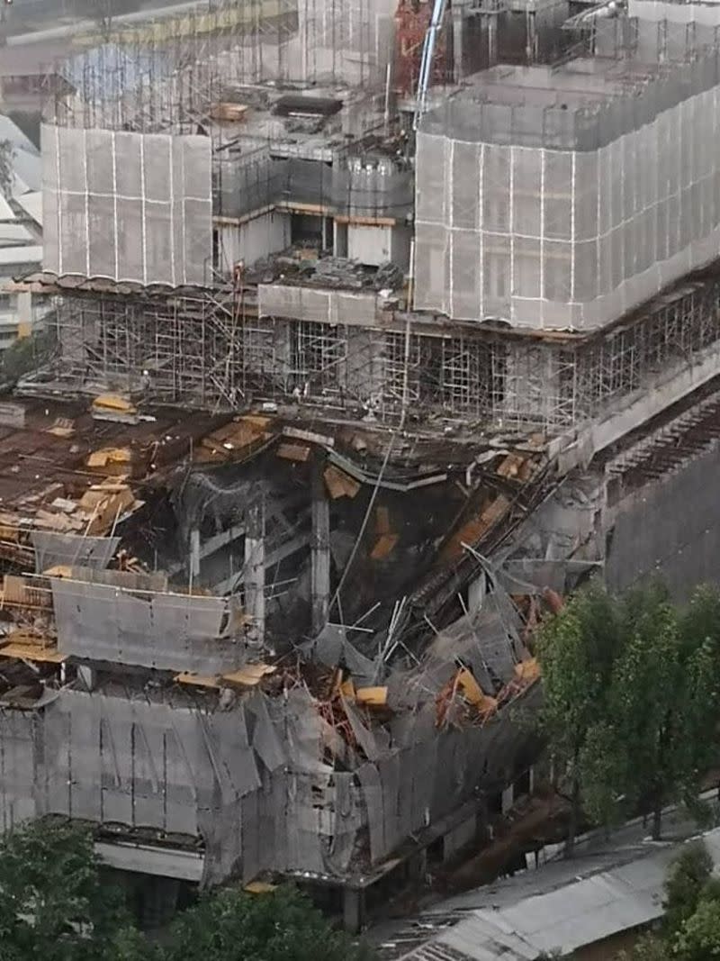 A general view of the partially collapsed condominium project in Taman Desa February 14, 2020. — Picture via Facebook