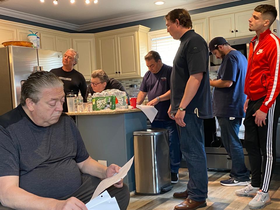 Former Real Housewives of New Jersey cast member Danny Provenzano and his "crew" working on a pilot program for iHeart radio titled "Mob Stories."