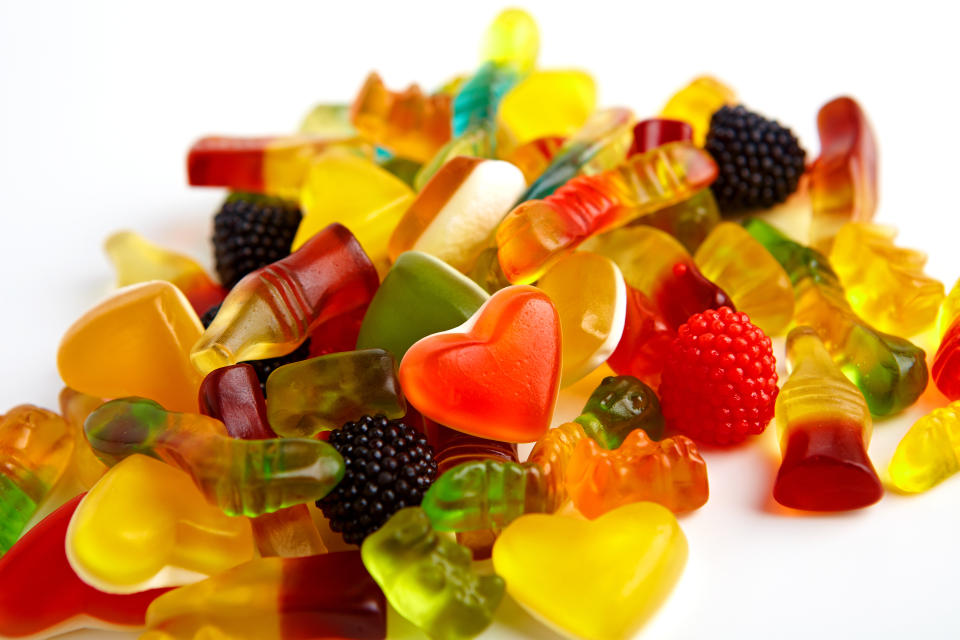 colorful candies on white background