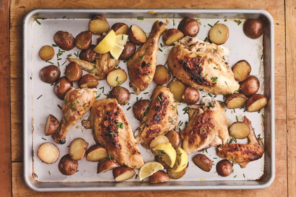 Slow Cooker Miso-Butter Roast Chicken and Potatoes