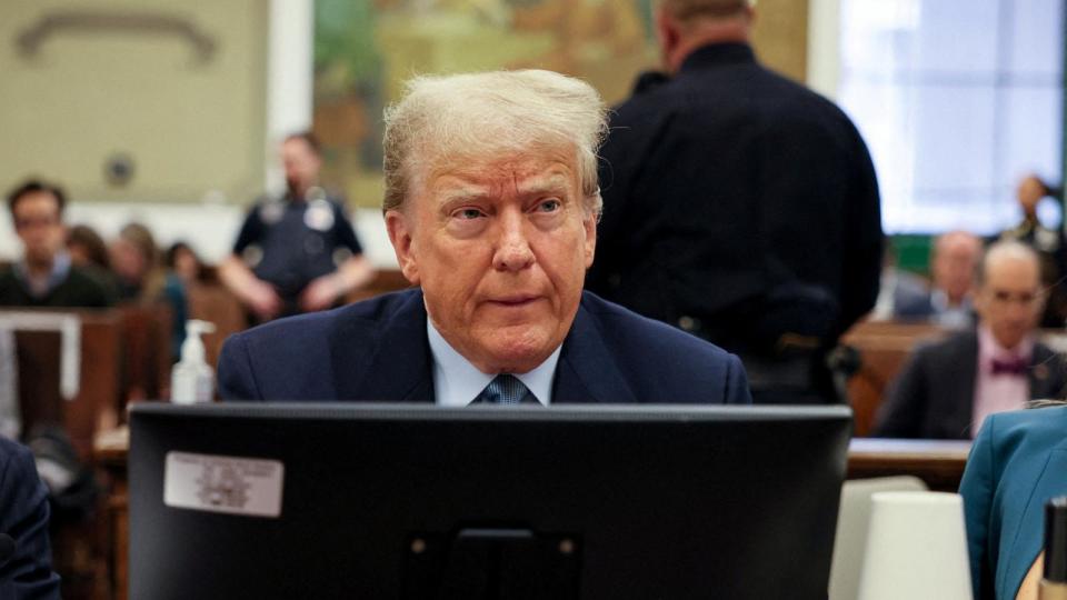 PHOTO: Former President Donald Trump attends a Manhattan courthouse trial in a civil fraud case in New York, October 18, 2023.  (Michael M Santiago/Reuters)