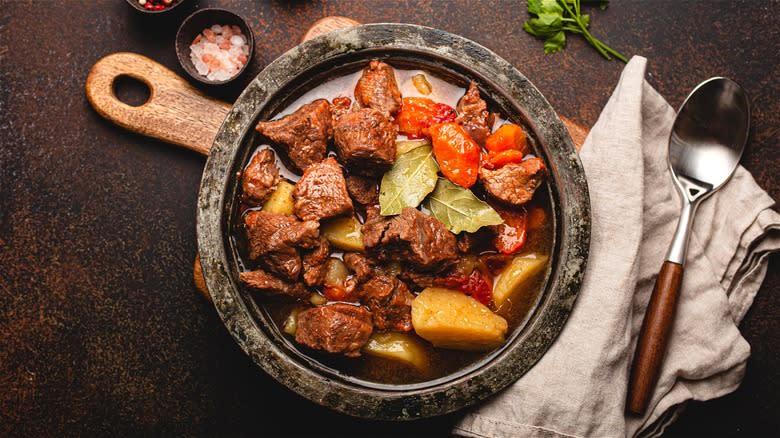 Bowl of rustic beef stew 