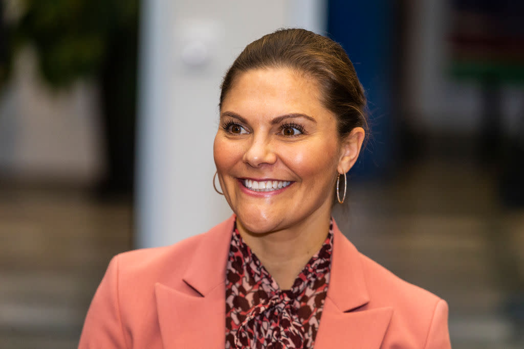 Crown Princess Victoria has appeared in a glamorous shoot to mark her 10 year wedding anniversary, pictures here in February 2020. (Getty Images)