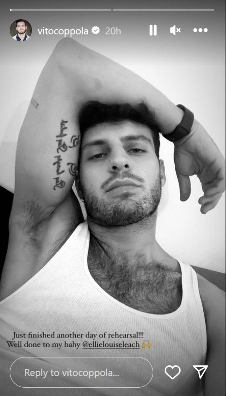 Vito Coppola shared a moody black and white shot on Insta Stories (Instagram)