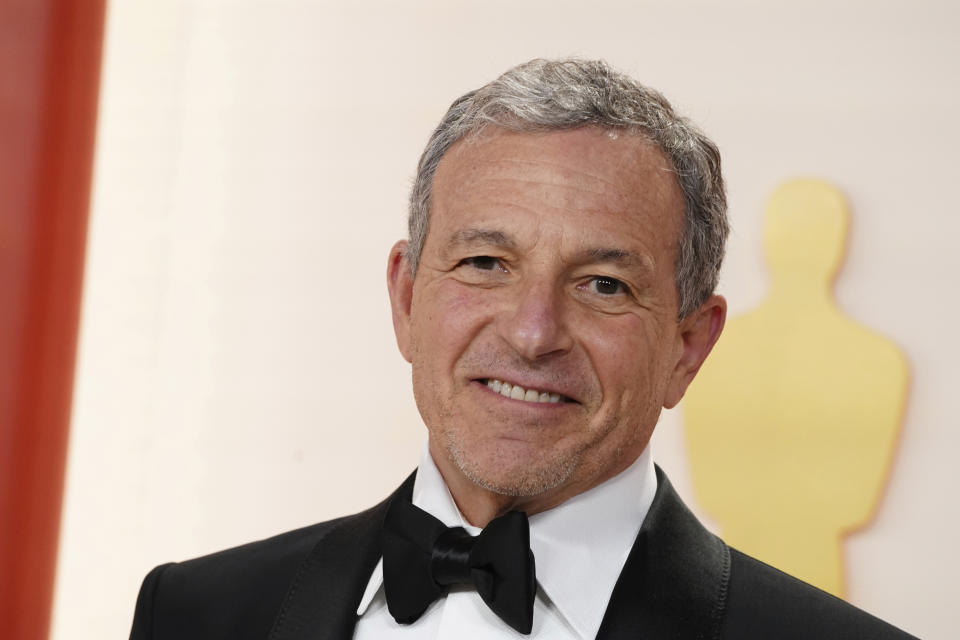 FILE - Bob Iger arrives at the Oscars on March 12, 2023, at the Dolby Theatre in Los Angeles. Disney CEO Iger on Monday, April 3, called efforts by Florida Gov. Ron DeSantis and the Republican-controlled Florida Legislature to retaliate against the company for its policy positions as not only “anti-business but anti-Florida.” (Photo by Jordan Strauss/Invision/AP, File)