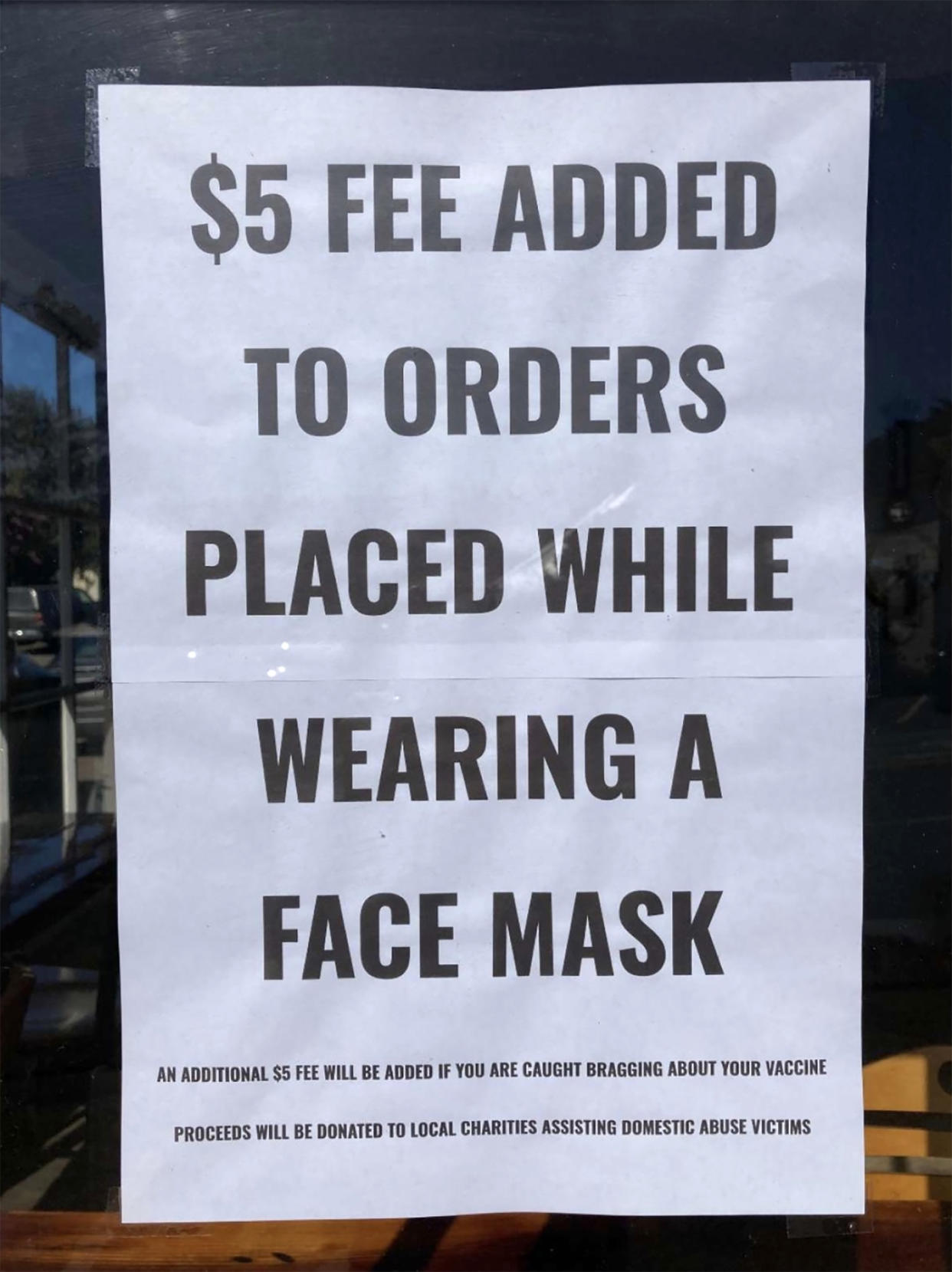 Image: Fiddleheads Cafe in Mendocino not only discourages wearing masks but also charges a penalty. (Courtesy Chris Castleman)