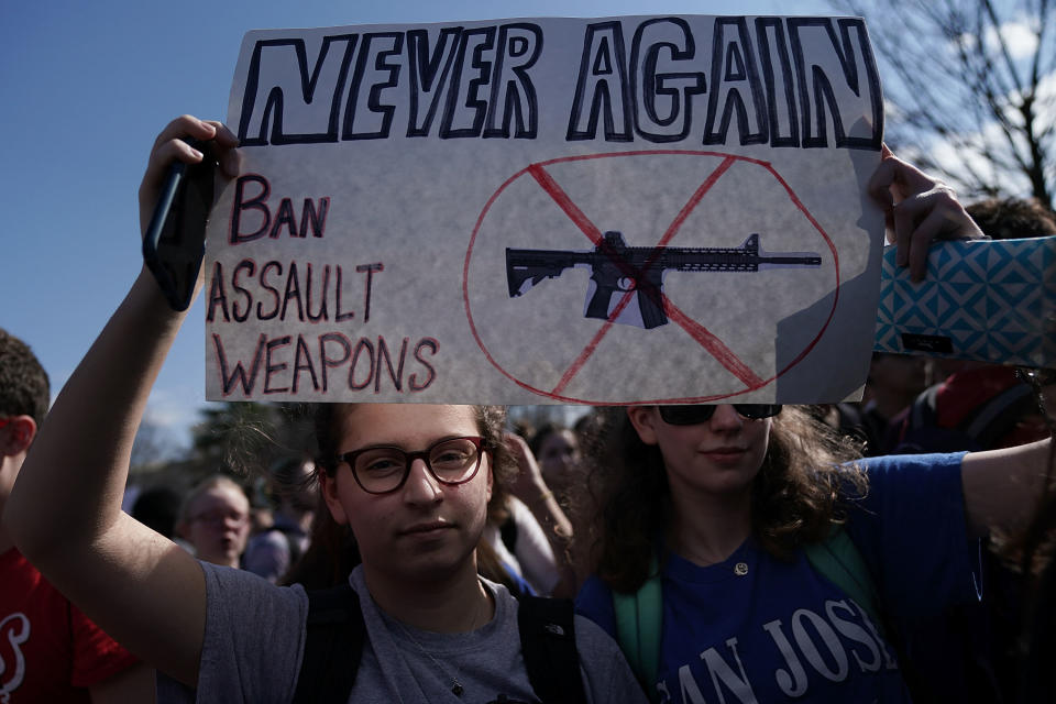 Students participate in a protest against gun violence Feb. 21, 2018, on Capitol Hill in Washington, D.C. (Photo: Alex Wong via Getty Images)