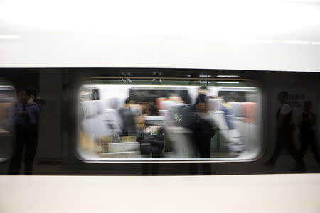 A Guangzhou-Shenzhen-Hong Kong Express Rail Link (XRL) Vibrant Express train bound for Guangzhou Nan Station leaves West Kowloon Station, which houses the terminal for the XRL, developed by MTR Corp., in Hong Kong, China, September 22, 2018. Giulia Marchi/Pool via REUTERS