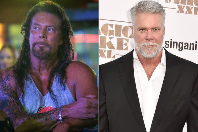 <p>Claudette Barius/Warner Brothers/Kobal/Shutterstock; Rob Latour/Shutterstock</p> Kevin Nash in 'Magic Mike XXL' and in 2015