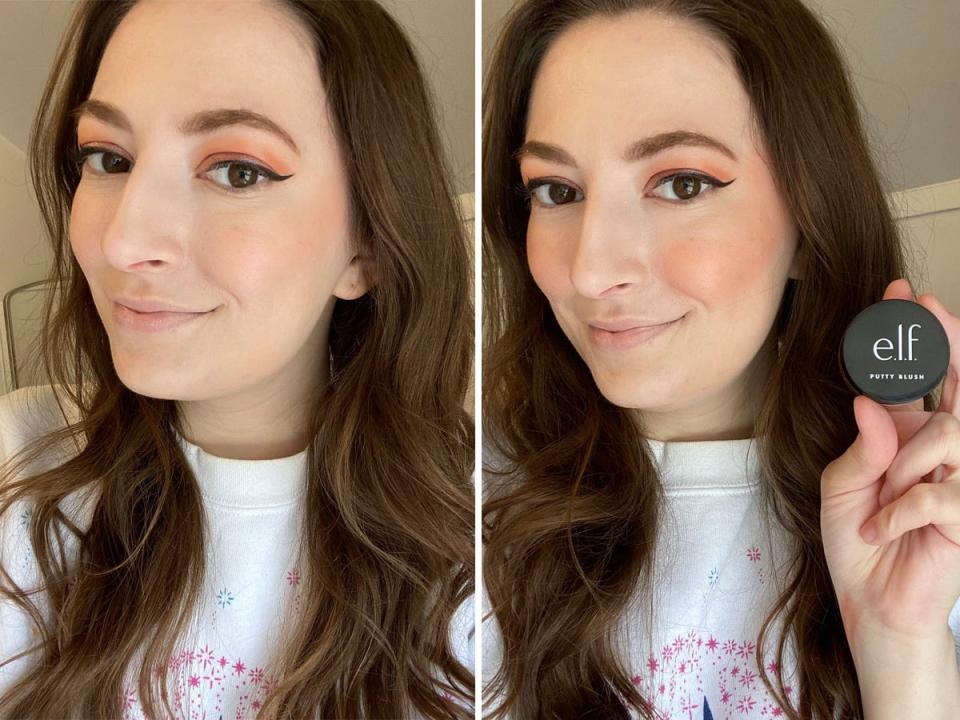 Reporter Amanda Krause tries the e.l.f. Cosmetics Putty blush.