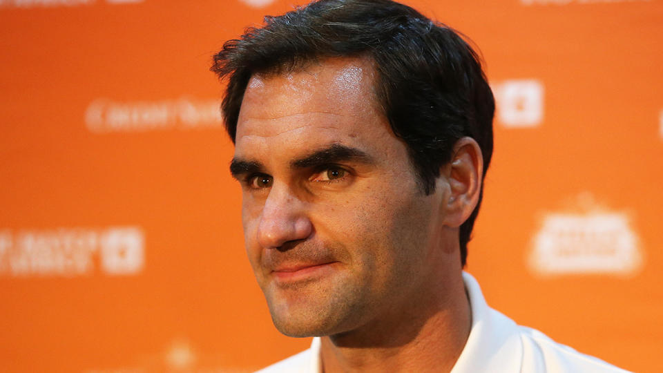 Roger Federer is pictured during a press conference.