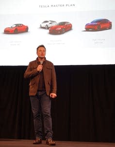 <span class="caption">Elon Musk’s master plan is facing troubles.</span> <span class="attribution"><a class="link " href="https://commons.wikimedia.org/wiki/File:Elon_Musk_follows_through_on_Tesla%27s_Master_Plan_(27388736405).jpg" rel="nofollow noopener" target="_blank" data-ylk="slk:Steve Jurvetson/Wikimedia;elm:context_link;itc:0;sec:content-canvas">Steve Jurvetson/Wikimedia</a>, <a class="link " href="http://creativecommons.org/licenses/by/4.0/" rel="nofollow noopener" target="_blank" data-ylk="slk:CC BY;elm:context_link;itc:0;sec:content-canvas">CC BY</a></span>