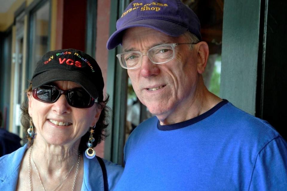 Hal Parker, right, with longtime friend Phyllis B. Frank.