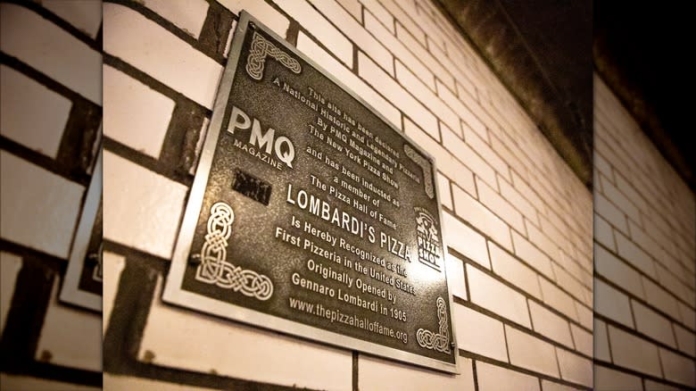 Lombardi's Pizza plaque