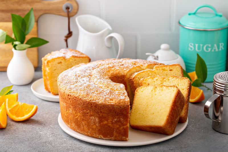 Traditional vanilla pound cake with orange extract, Bundt cake