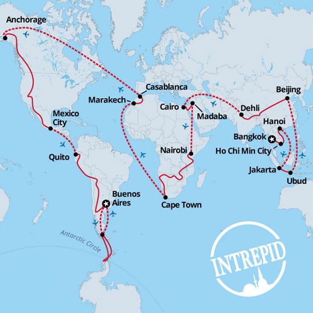 The trip covers 34 countries over 365 days. Photo: Intrepid