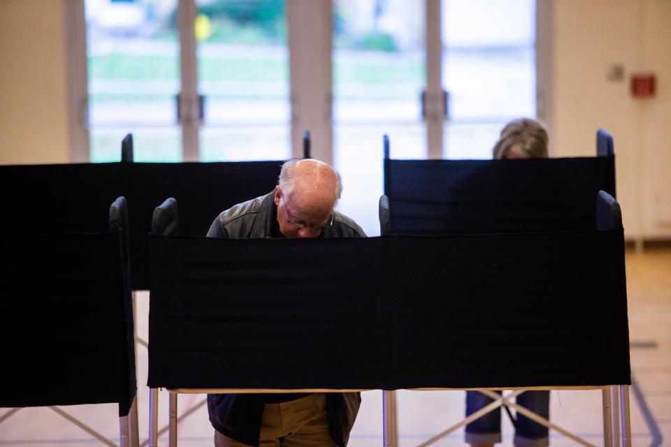 Voters cast their ballots during Holland's city election Tuesday, Nov. 2, 2021. In the Aug. 2, 2022, primary election, a pair of sitting Allegan County commissioners will run against each other due to a reduction in seats on the county board.