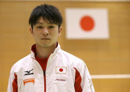 Olympic gold medal gymnast Kohei Uchimura poses for a photo after a training session at the National Training Center in Tokyo, Japan, February 26, 2016. To match Interview OLYMPICS-RIO/JAPAN-GYMNASTICS REUTERS/Toru Hanai - RTX2D25E