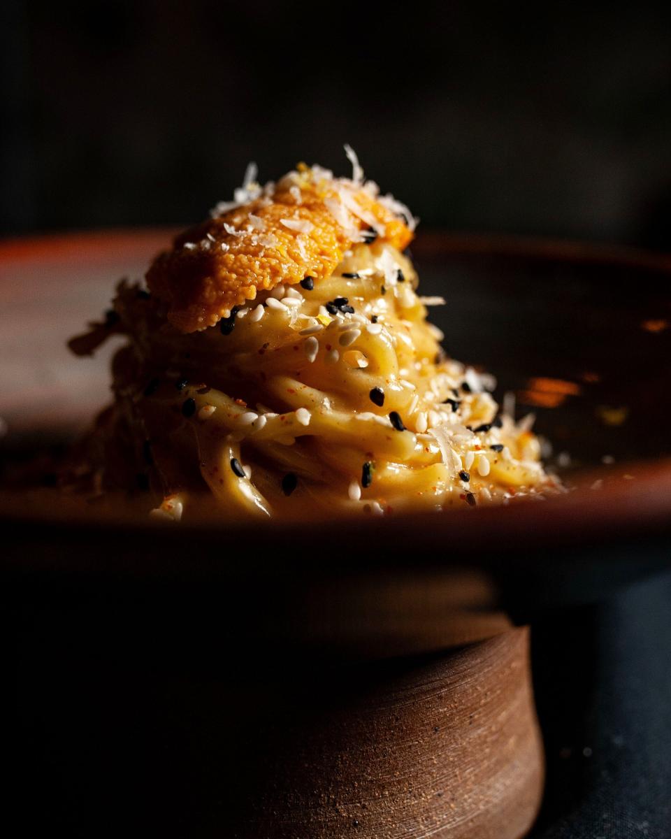 Sesame uni ramen carbonara