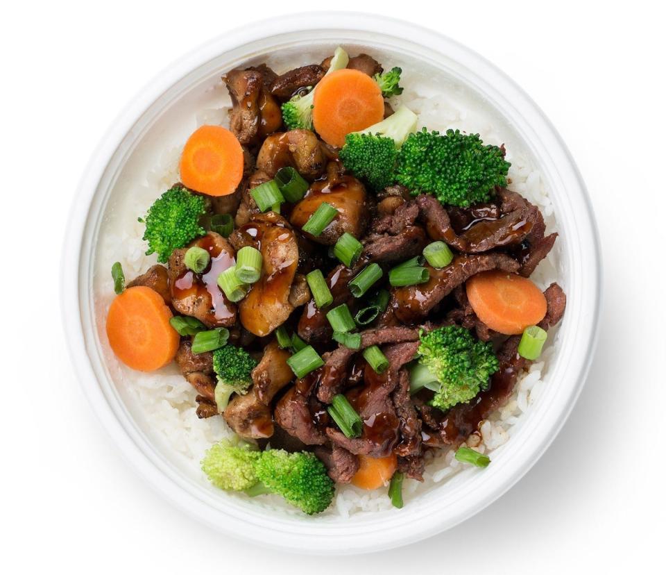 The beef and rice bowl tops the menu at Flame Broiler, a Korean-inspired fast-casual restaurant known for its healthy bowls and plates.