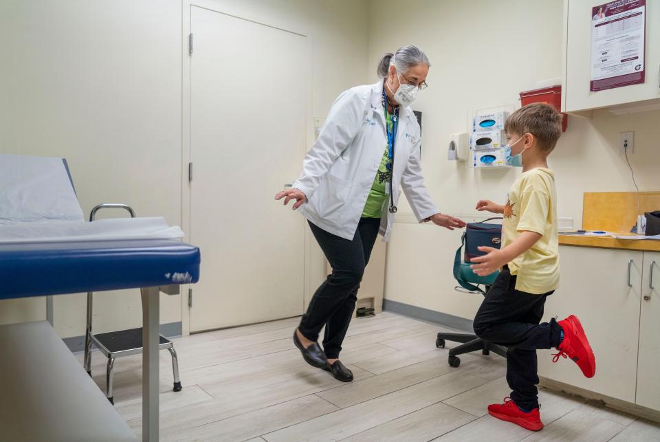 back-to-school health fair for students. Free hearing and vision screenings, school physicals, vaccines and a backpack filled with school supplies were free at FoundCare in Palm Springs, Florida on August 6, 2022. 