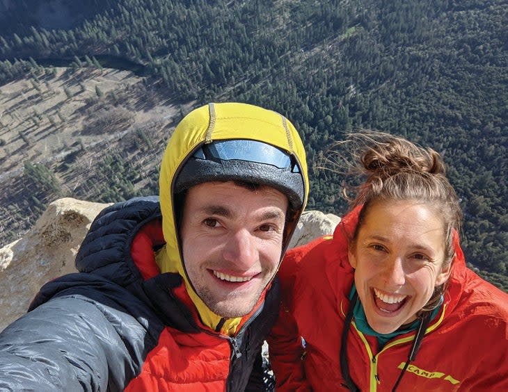 <span class="article__caption"> Brent Barghahn and Warme on their low-impact ascent, <em>Freerider</em> (VI 5.13a).</span> (Photo: Brent Barghahn)