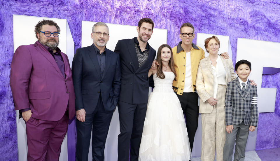 Bobby Moynihan, Steve Carell, John Krasinski, Cailey Fleming, Ryan Reynolds, Fiona Shaw, and Alan Kim attend the New York Premiere of "IF"