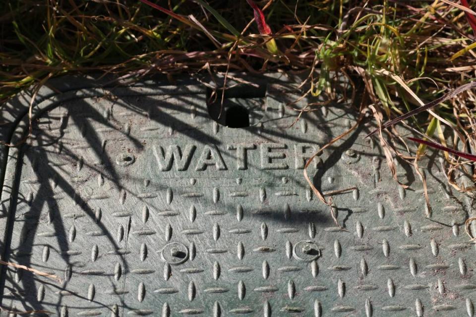 Beneath this cover is the water meter for a property in Cambria on the Leimert tract.